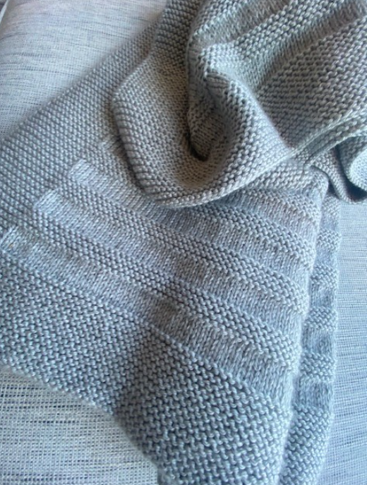 Chunky Rows Blanket - Silver